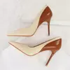 Bombas com pontas grandes para mulheres, saltos finos, sapatos de festa de moda, primavera e outono