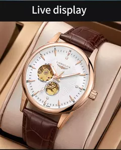 Imagem do Relógio de pulso mecânico automático masculino, relógio estilo elegante, esqueleto de roma