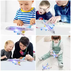 Imagem do Brinquedo eletrônico do avião com música, piloto automático Flash Sound Aircraft, avião de rotação automática, presente educativo para crianças