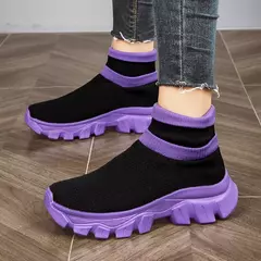 Sapatos de corrida ultraleves para homens e mulheres, tênis de meia respirável, tênis esporte top alto, sapatos de plataforma, moda, tamanho 45 na internet