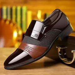 Sapatos masculinos de couro de dedo apontado preto, sapatos Oxford formais, festa, escritório, negócios, casual, vestido - comprar online