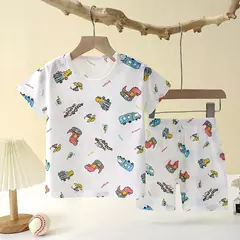 Conjunto de pijamas de duas peças infantil, Roupa interior para bebé, Secção fina, Roupa infantil, Rapazes, Meninas, Roupa para casa, Novo, Verão - Wolf Magazine