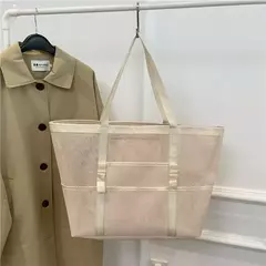 Imagem do Bolsa de praia de malha portátil para mulheres, maquiagem, bolsa de lavagem, organizador de banho, Shopper Totes, verão