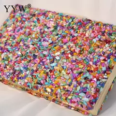 Bolsa acrílica com fecho interligado para menina, bolsa do casamento, pedra multicolorida, corrente de metal, crossbody, ombro, noite, difícil - comprar online