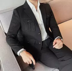 Blazers masculinos de peito único, ternos cinza, casacos grandes, tamanho grande, moda de alta qualidade, novo em 2020