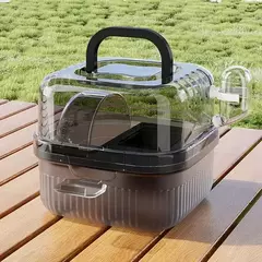 Chinchila gaiola translúcida hamsters viagem carry case grande capacidade respirável hamster habitat pequeno animal transportadora com água - loja online