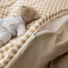Imagem do Preto branco pequenos verifica impresso conjunto de cama floral capa edredão fronha conjunto cama folha colcha único rainha rei tamanho