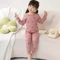 Imagem do Pijama infantil de manga comprida, pijama de algodão, roupa de bebê menina, pijama infantil, criança, menina, criança, 3-14 anos, inverno