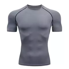 Camiseta de compressão de manga curta seca rápida masculina, camisetas esportivas, treinamento físico, camiseta de corrida, rashgard, academia na internet
