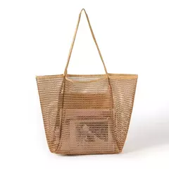 Malha sacola para as mulheres, bolsa de ombro, dobrável, casual, para praia, férias, hobo, max 23l
