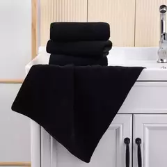 Conjunto de toalhas pretas ultra macias, água altamente absorvente, lenços quadrados pequenos não desbotados, toalha de barbeiro, suprimentos diários, prêmio - loja online