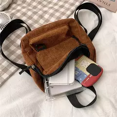 Imagem do Mini mochila feminina, mochila escolar de veludo simples pequena, grande capacidade, mochila feminina durável, monocromática, casual, viajando, moda