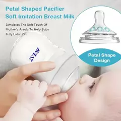 Baby Petal Shaped Nipple Bottle, Branco Azul Rosa PP Mamadeira, 5,5 cm Calibre, Disponível em Grau Alimentício, 150 ml 250 ml