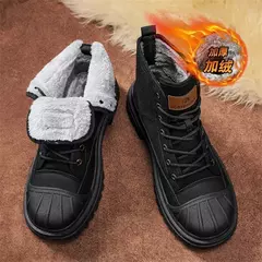 Botas de lona anticolisão masculinas, botas masculinas ao ar livre, sapatos militares, biqueira, algodão, nova moda, inverno, 2023 - loja online