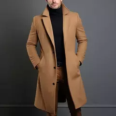 Casaco de lã quente médio-longo masculino, sobretudo confortável para negócios, jaquetas masculinas casuais, roupas de luxo, outono e inverno na internet