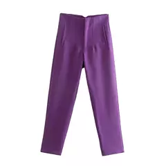 Willshela-Calça reta de cintura alta feminina, calça de zíper frontal, comprimento total, moda feminina chique, vintage - Wolf Magazine