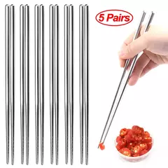 Pauzinhos chineses em aço inoxidável, pauzinho de sushi antiderrapante, varas de metal coreano e japonês, utensílios de cozinha, 1 2 5 pares na internet