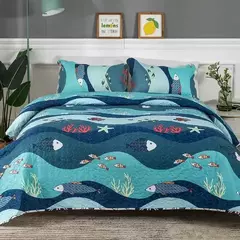 Colcha acolchoada com estampa floral, 180x220/220x240cm na cama, capa xadrez, estilo americano, colcha de verão, cobertor para adultos
