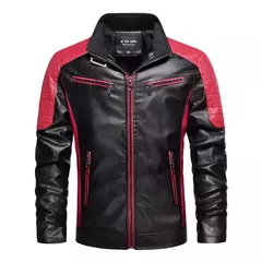 Jaqueta de couro fina masculina, emenda, locomotiva, retrô, moda lazer, mais vendida, primavera e outono, 2023 - loja online