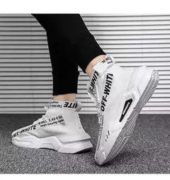 Imagem do Sapatilhas de topo alto masculinas, sapatos casuais de malha, meias confortáveis respiráveis, sapato de caminhada ao ar livre, moda