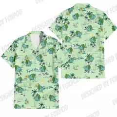 Camiseta grande solta com estampa animal havaiana masculina, blusa de manga curta, 3D divertido, desenhos animados, praia, verão, novo na internet