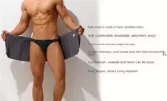 Imagem do Toalha de banho absorvente masculina, saia de praia sexy, anti-leve, pode usar, troncos de natação
