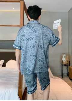 Pijama de seda gelo de duas peças masculino, shorts de manga curta, seção fina, estudante, terno homewear adolescente, verão, novo - Wolf Magazine