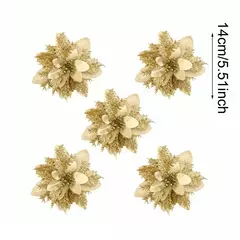 Flores artificiais de glitter para árvore de natal, ornamentos pendurados, flor falsa, lar, Natal, ano novo, presente, 2022, 2024 na internet