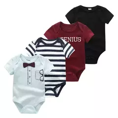 Macacão de algodão estampado para recém-nascidos, macacão manga curta, roupas de bebê menino e menina, 0-12m, 4 peças, verão - loja online
