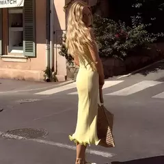 Vestido maxi fino bustier feminino, sem mangas, sem costas, vestidos de bainha enrolados, robe de festa feminino, monocromático, moda sexy, verão, novo, 2022 - comprar online