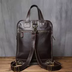 Maleta de couro retrô para homens, couro natural, bolsa vertical, bolsa de ombro casual, mochila masculina, adequada para laptop de 15 ", NZPJ - comprar online