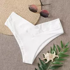 Tanga brasileira de biquíni para mulheres, semi-banho, roupa de praia sexy V cheeky, banho preto para senhoras, natação - loja online