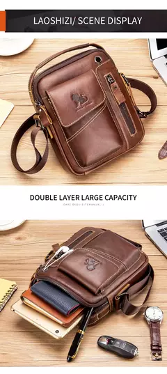 Bolsa de ombro multifuncional para homens Couro Crossbody Bag Bolsa de alta capacidade na internet
