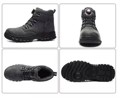Botas de segurança impermeáveis para homens, Botas de trabalho em aço indestrutível, Anti-Smash, Resistente a facadas, Sapatos de motociclista