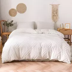 Wostar verão branco pitada plissado capa de edredão 220x240cm luxo cama casal colcha conjunto cama rainha king size consolador capa