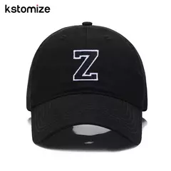 Imagem do Boné bordado de algodão macio, letra inicial A-Z Snapback Caps para homens e mulheres, elegante equipe esporte viseiras, preto, alta qualidade