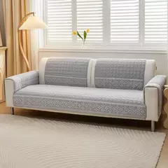 Imagem do Anti-derrapante tampa do sofá com floco de neve decoração do laço, waffle cobertor acolchoado, sofá tampa do assento, sala de estar moderna, 4 temporada, 1pc