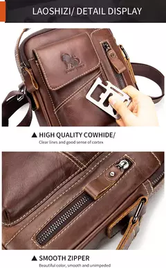 Bolsa de ombro multifuncional para homens Couro Crossbody Bag Bolsa de alta capacidade - loja online