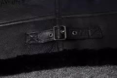 AYUNSUE-Jaqueta bomber de couro genuíno masculina, casacos pretos, roupas grandes, pele de carneiro natural, inverno - Wolf Magazine