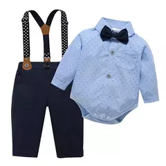 Conjuntos formais de roupas de casamento para bebê, bodysuit Suspender Suit Traje de festa de aniversário infantil, Toddler Kid, 3, 6, 12, 18, 24M na internet