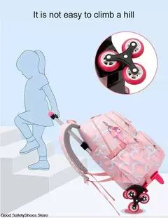Rolling School Bags for Girls, Mochila impermeável para crianças com rodas, Trolley Luggage Back Pack, Ensino médio na internet