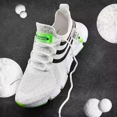 Tênis de corrida clássicos respiráveis masculinos, Sapatos de malha confortáveis leves ao ar livre, Deslizamento em sapatos de caminhada, Tênis