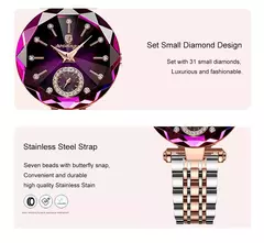 POEDAGAR-Relógio feminino impermeável em aço inoxidável, elegante relógio de pulso para senhoras, vestido luxuoso, relógios quartzo diamante