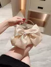 Arco de cetim branco Fairy Evening Bags para mulheres, bolsas de metal, embreagens de festa de casamento, bolsa de ombro corrente