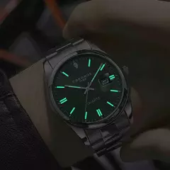 CHRONOS-Relógio de pulso masculino quartzo em aço inoxidável, impermeável, data luminosa, luxo, relógio masculino, Top Brand