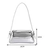 Bolsa de axila a laser prateada para mulheres, bolsa de ombro, alça superior, bolsa feminina, marca designer, luxo, chique