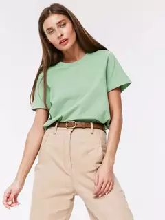 Bornladies-Camiseta solta de manga curta feminina, tops sólidos básicos, camisas de assentamento elegantes, 100% algodão, 230g/?, verão - comprar online
