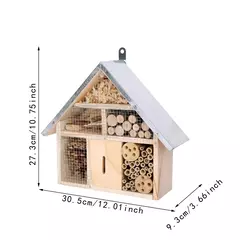 Casa de abelha de madeira decoração do jardim reprodução pendurado habitat borboleta hotel jardim ninho caixa para quintal ao ar livre jardim quintal cerca - loja online