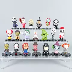 Imagem do 10-20 pçs/lote o pesadelo antes do natal 7cm mini figura jack skellington horrível engraçado boneca de halloween modelo ornamentos brinquedos