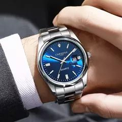 CHRONOS-Relógio de pulso masculino quartzo em aço inoxidável, impermeável, data luminosa, luxo, relógio masculino, Top Brand